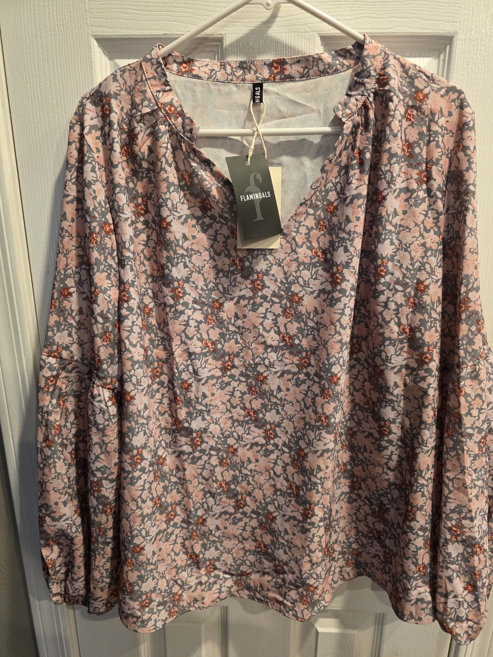 Flamingoals Pink Floral Long-Sleeve Women's Top